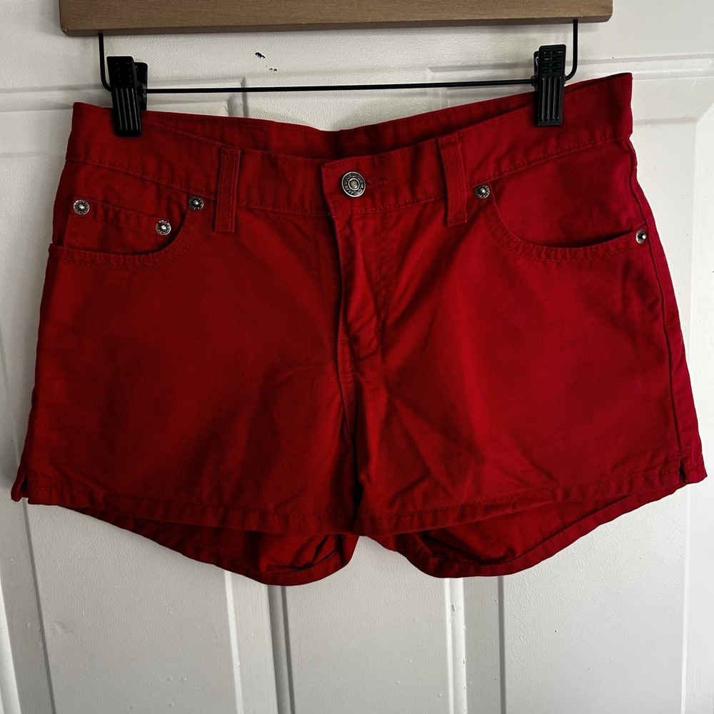 VTG 90's Jordache Shorts Red Denim Cotton Mid Rise Shorts Women's Size 5/6 28w